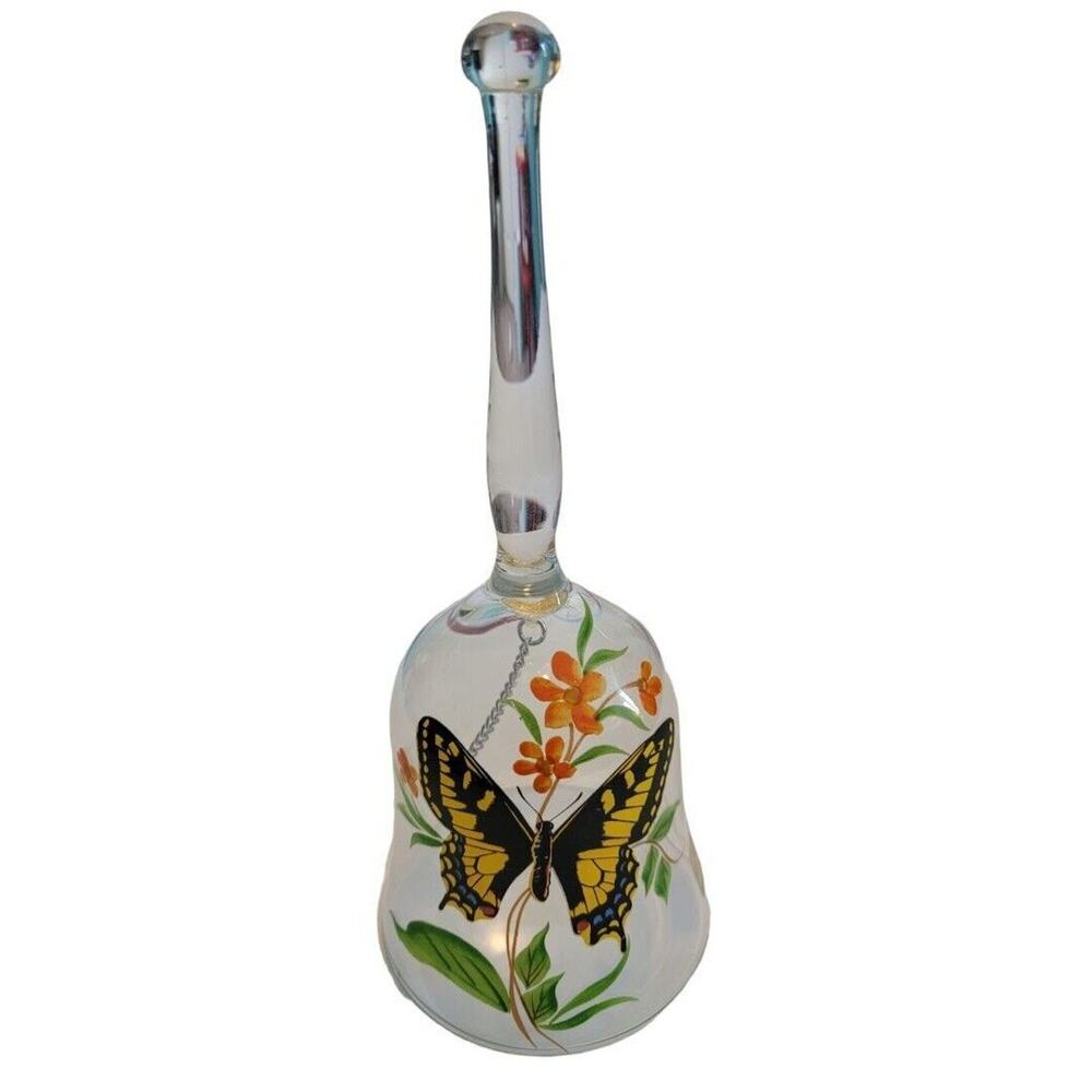 Viking Butterfly Glass Hand Dinner Bell Flowers